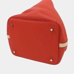 Pre Owned Hermes Red Bicolor Clemence and Swift Picotin Lock 22