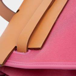 مملوكة مسبقًا حقيبة هيرمس هيرباج زيب 39 قماش بني وردي