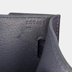 Pre Owned Hermes Blue Evergrain Kelly Depeches Pouch 25