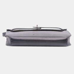 Pre Owned Hermes Blue Evergrain Kelly Depeches Pouch 25