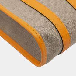 Pre Owned Hermes Brown Yellow Evergrain and Toile Petit H Bell Tote