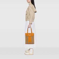 Pre Owned Hermes Brown Yellow Evergrain and Toile Petit H Bell Tote