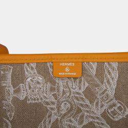 Pre Owned Hermes Brown Yellow Evergrain and Toile Petit H Bell Tote