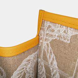 Pre Owned Hermes Brown Yellow Evergrain and Toile Petit H Bell Tote