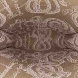 Pre Owned Hermes Brown Yellow Evergrain and Toile Petit H Bell Tote