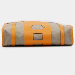 Pre Owned Hermes Brown Yellow Evergrain and Toile Petit H Bell Tote