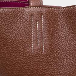 Pre Owned حقيبة هيرمس مزدوجة 36 كليمنس بني وردي