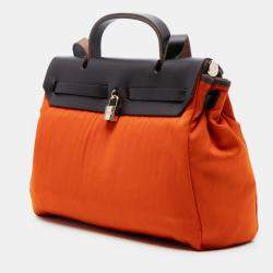 مملوكة مسبقًا Hermes Brown Orange Toile Herbag Zip 31