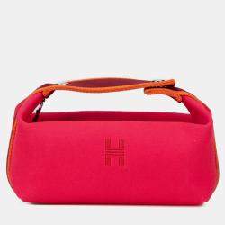 Pre Owned Hermes Pink Red Small Toile Bride A Brac Case