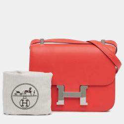 Pre Owned حقيبة هيرمس كونستانس 24 إبسوم برتقالي داكن