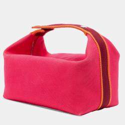 Pre Owned Hermes Pink Hermes Dark Pink Large Toile Bride A Brac Case