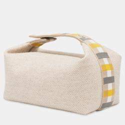 Pre Owned حافظة هيرمس عروس-أ-براك أو كارير صوف بيج فاتح صغير