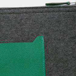 Pre Owned Hermes Green Grey Epsom and Felt Toodoo 37