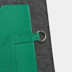Pre Owned Hermes Green Grey Epsom and Felt Toodoo 37