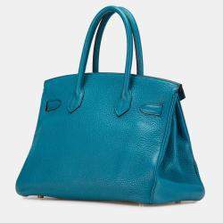 Pre Owned حقيبة هيرمس بيركن ريتورن 30 جلد كليمنس أزرق
