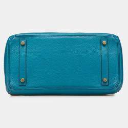 Pre Owned حقيبة هيرمس بيركن ريتورن 30 جلد كليمنس أزرق