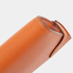 Pre Owned Hermes Orange Epsom Kelly Longue Wallet