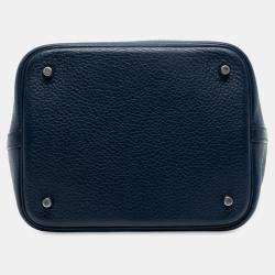 Pre Owned Hermes Navy Blue Clemence Picotin Lock 22