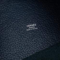 Pre Owned Hermes Navy Blue Clemence Picotin Lock 22