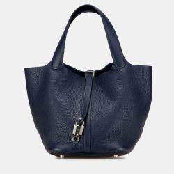 Pre Owned Hermes Blue Clemence Picotin Lock 22