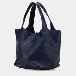 Pre Owned Hermes Blue Clemence Picotin Lock 22