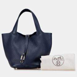 Pre Owned Hermes Blue Clemence Picotin Lock 22