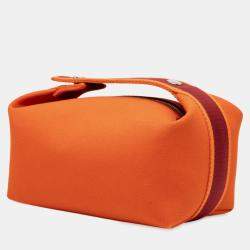 Pre Owned Hermes Orange Small Toile Bride A Brac Case