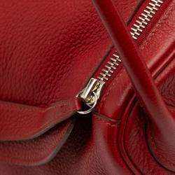 Pre Owned Hermes Red Clemence Lindy 30