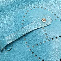 Pre Owned Hermes Blue Clemence Evelyne II GM