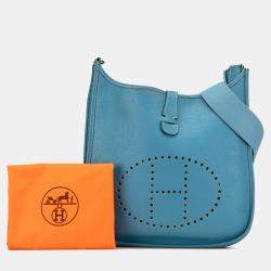 Pre Owned Hermes Blue Clemence Evelyne II GM