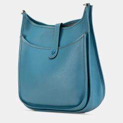 Pre Owned Hermes Blue Clemence Evelyne II GM