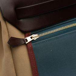 مملوكة مسبقًا Hermes Brown Red Toile Officier Vache Hunter Verso Herbag Zip 31