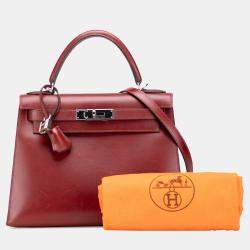 Pre Owned Hermes Red Box Calf Kelly II Sellier 28