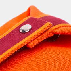 Pre Owned Hermes Orange Red Large Toile Bride A Brac Case