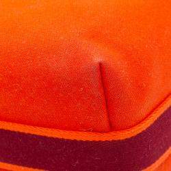 Pre Owned Hermes Orange Red Large Toile Bride A Brac Case