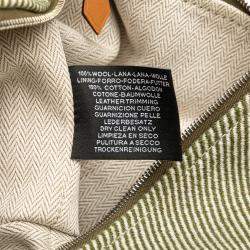 Pre Owned Hermes Green White Large Wool Bride A Brac H Natte Case