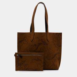 Pre Owned Hermes Brown Printed Felt Carrimi Tote MM