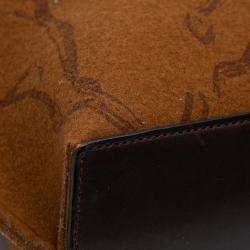 Pre Owned Hermes Brown Printed Felt Carrimi Tote MM