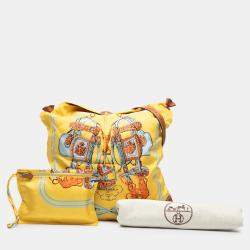 Pre Owned Hermes Brown Yellow Silk and Barenia Brides de Gala Silky City 38