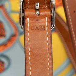 Pre Owned Hermes Brown Yellow Silk and Barenia Brides de Gala Silky City 38