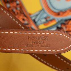 Pre Owned Hermes Brown Yellow Silk and Barenia Brides de Gala Silky City 38