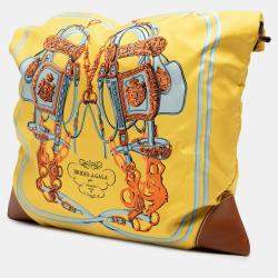 Pre Owned Hermes Brown Yellow Silk and Barenia Brides de Gala Silky City 38