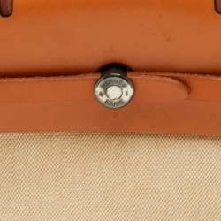 Pre Owned Hermès Ecru/Natural Toile Canvas and Vache Leather Herbag 2-in-1 Backpack