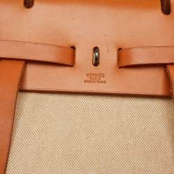 Pre Owned Hermès Ecru/Natural Toile Canvas and Vache Leather Herbag 2-in-1 Backpack