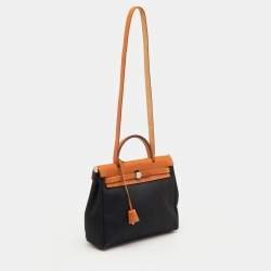 مملوكة مسبقًا حقيبة هيرمس هيرباج 31 قماش تويلي أسود/طبيعي وجلد فاتشے