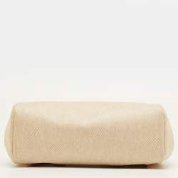 مملوكة مسبقًا حقيبة ظهر هيرميس هيرباج 2 إن 1 جلد وفانيل طبيعي/إكرو