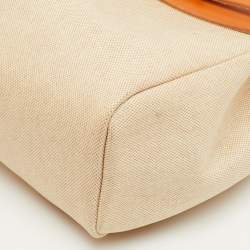 مملوكة مسبقًا حقيبة ظهر هيرميس هيرباج 2 إن 1 جلد وفانيل طبيعي/إكرو