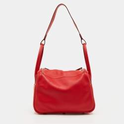 مملوكة مسبقًا حقيبة هيرمس ليندي 26 جلد سويفت روج كاساك إكسسوار مطلي بلاديوم