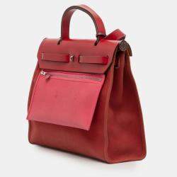 مملوكة مسبقًا Hermes Pink/Red Toile Herbag Zip Retourne Verso 31