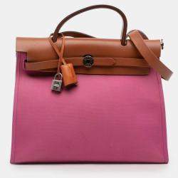مملوكة مسبقًا Hermes Brown/Pink Toile Herbag Zip 31